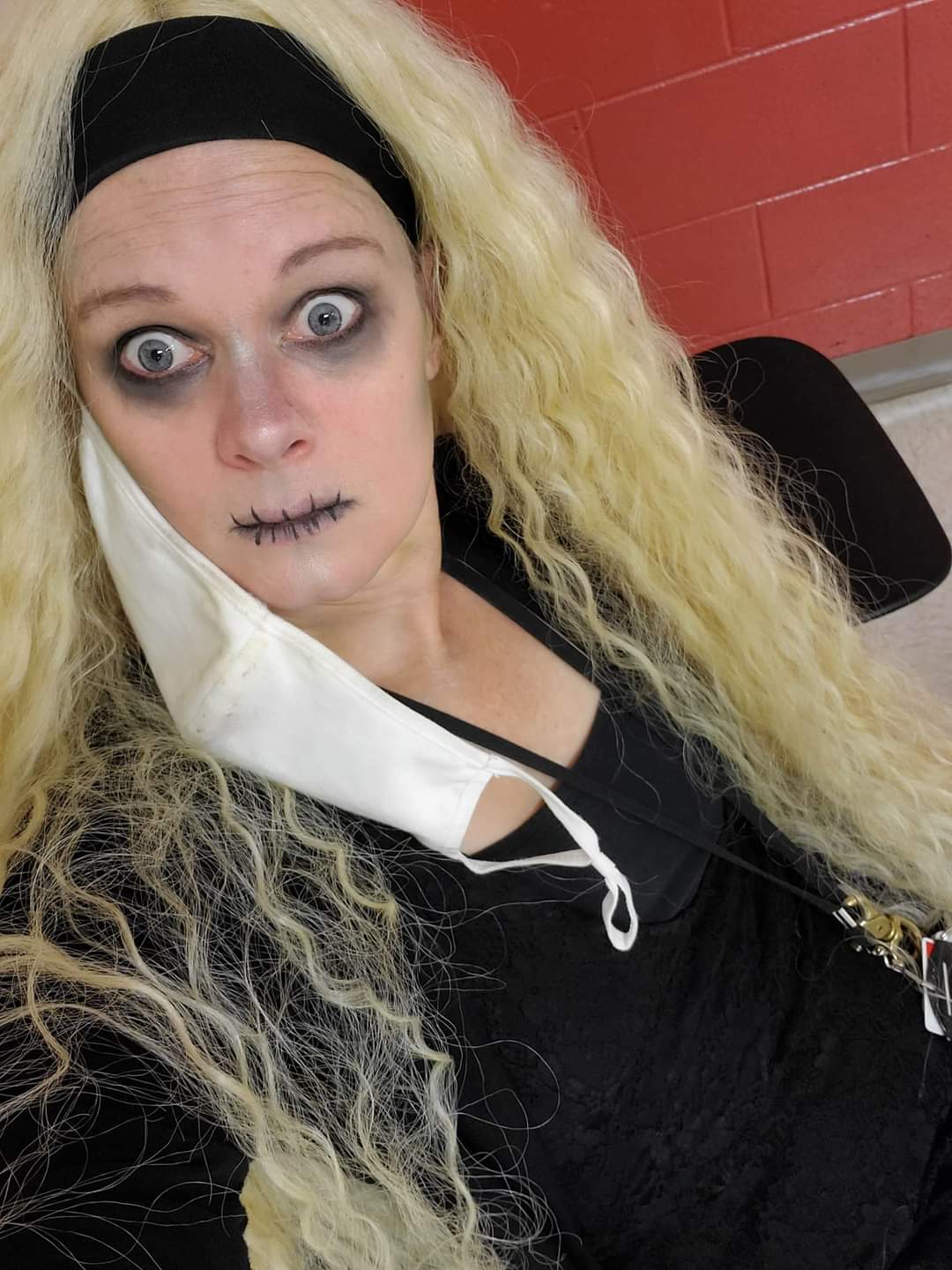 In charachter shot before singing Zombie for Halloween Celebration at Champion Middle School